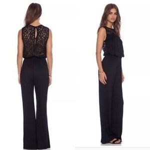Trina Turk Kimberlina Black Lace Jumpsuit In 8